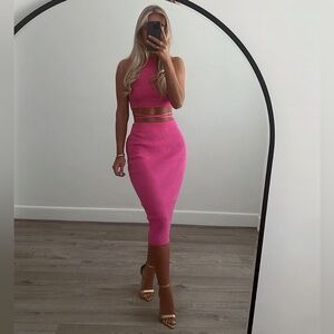 Zara Pink 2 piece set: top and midi skirt size Small